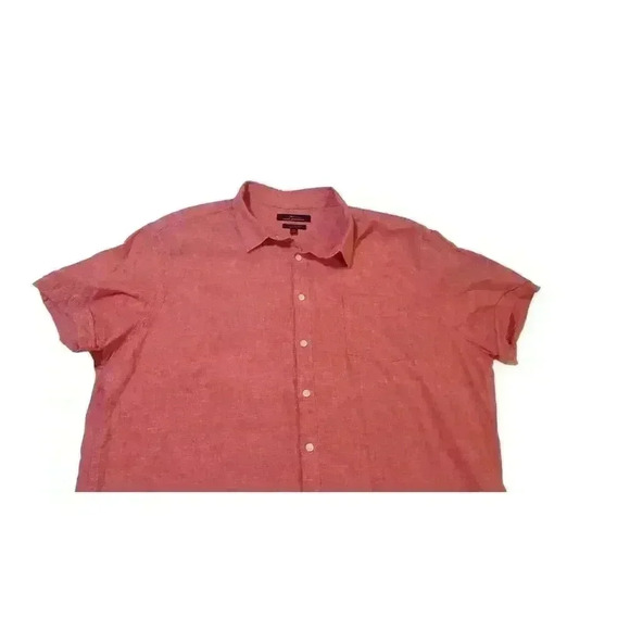 Marc Anthony Mens Slim-Fit Linen Blend Button Shirt Red Short Sleeve‎ Size XXL - Picture 5 of 15